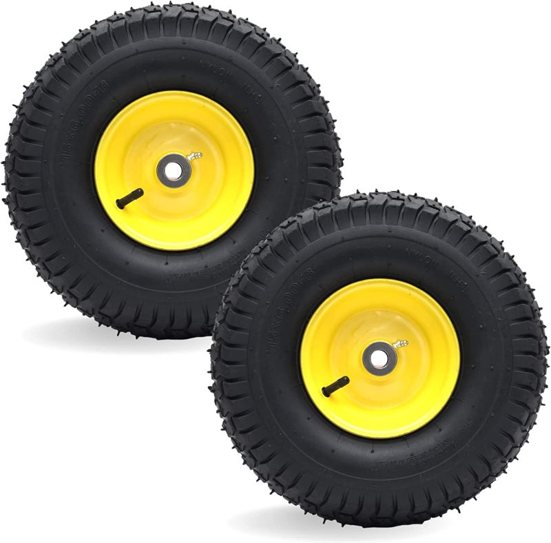 Photo 1 of (2 Pack) 15 x 6.00-6 Tire and Wheel Set - for Lawn Tractors with 3/4" Sintered iron bushings 15"