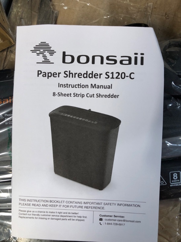 Photo 3 of Bonsaii Paper Shredder for Home, 8-Sheet Strip Cut, 3.4 Gallons Wastebasket, Black