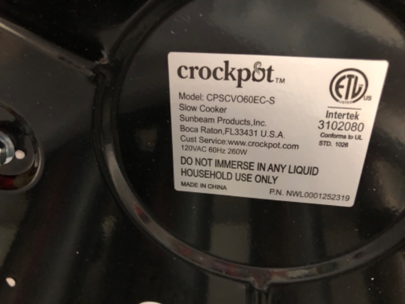 Photo 3 of *Lid Damaged* Crockpot 6 Quart Slow Cooker with Auto Warm Setting and Programmable Controls, Stainless Steel