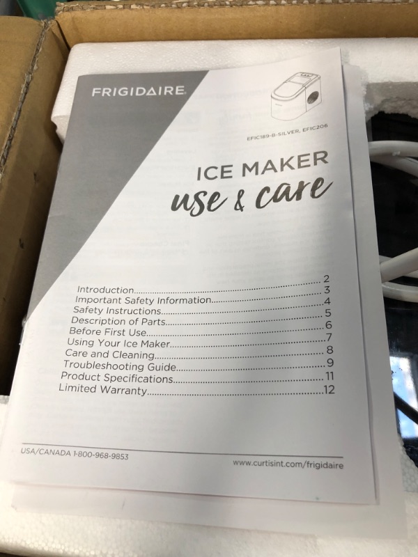 Photo 3 of *Used/Dirty/Missing Scoop* FRIGIDAIRE EFIC189-Silver Compact Ice Maker, 26 lb per Day, Silver 