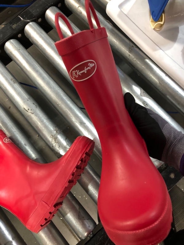 Photo 6 of *Gently Used* KomForme Kids Rain Boots, with Easy-on Handles, Red (Size 1 Big Kid)