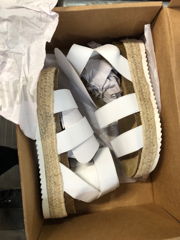 Photo 5 of *Gently Used/Minor Dirt Spot* CUSHIONAIRE Women's Mandy Cork Espadrille Wedge Sandal 7 White