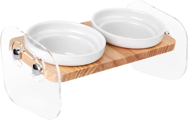 Photo 1 of *Bowls Clear* Lkeiyay Elevated Pet Bowls with Stand (White, Acrylic) 