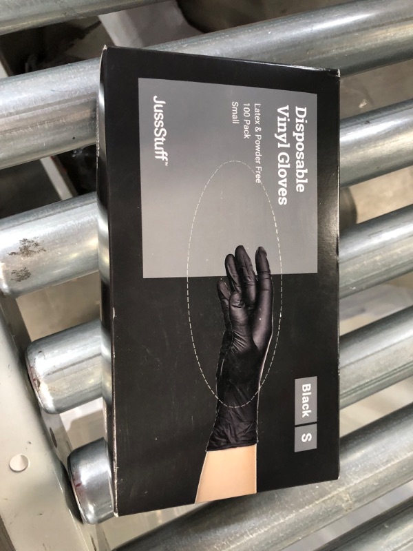 Photo 2 of (Pack of 3) Disposable Vinyl Gloves, 100 Pack Black