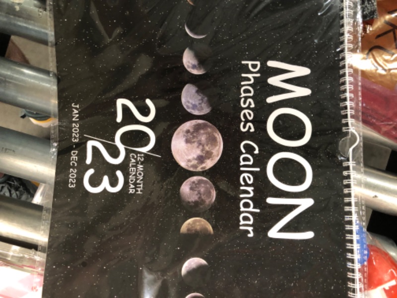 Photo 2 of 2023 Wall Calendar with Moon Phases - 12 Monthly Wall Hanging Calendar for Home & Office, 14.1" × 11.8" Thick Paper With Tracking Moon Phases Designs for Easy Planning