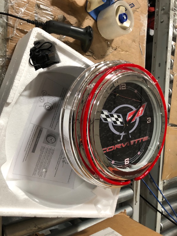 Photo 2 of ***NONFUNCTIONAL - FOR PARTS - SEE NOTES***
Trademark Gameroom Corvette C5 Neon Clock - 14 inch Diameter - Black,White,GM1400-C5-COR