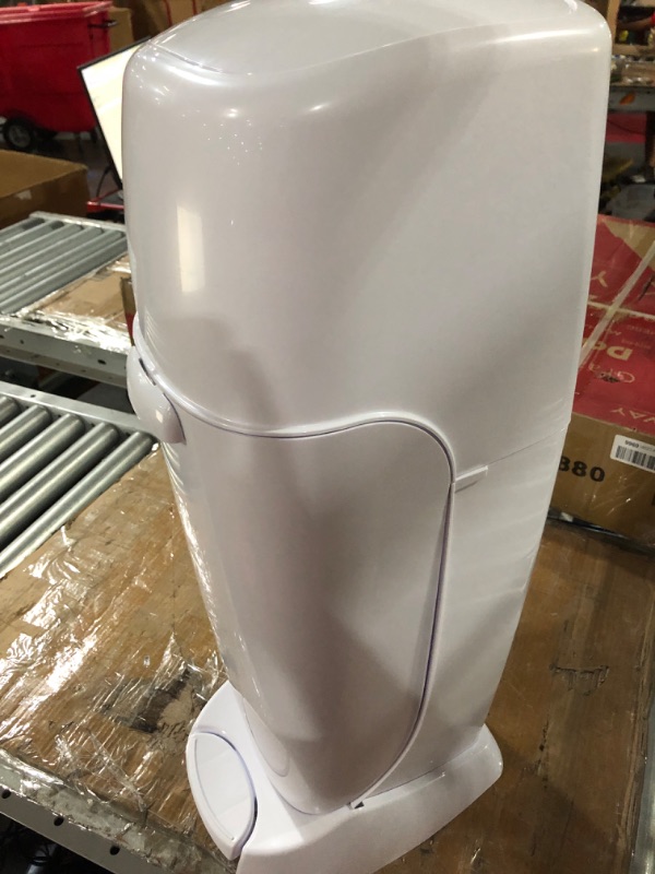 Photo 1 of Diaper Genie Complete Diaper Pail (White) with Antimicrobial Odor Control | Includes 1 Diaper Trash Can, 3 Refill Bags, 1 Carbon Filter White Pail + 3 Refills