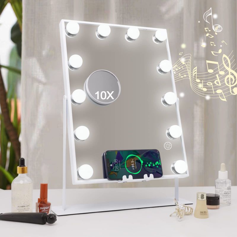 Photo 1 of **FOR PARTS OR REPAIR**
Hansong Bluetooth Vanity Mirror with Lights and Wireless Charging Makeup Mirror