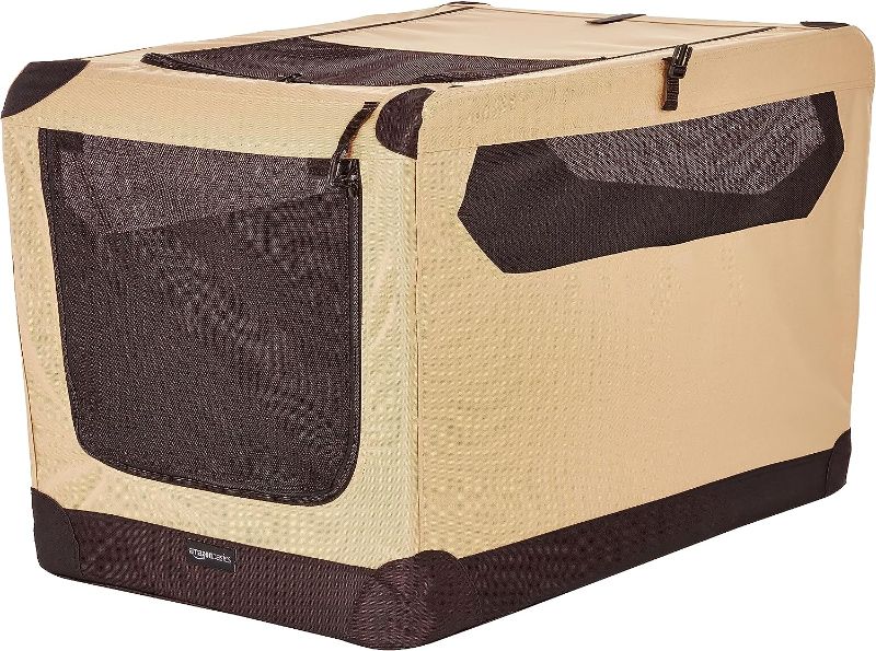 Photo 1 of Basics Premium Folding Portable Soft Pet Dog Crate Carrier Kennel - 36 x 24 x 24 Inches, Khaki