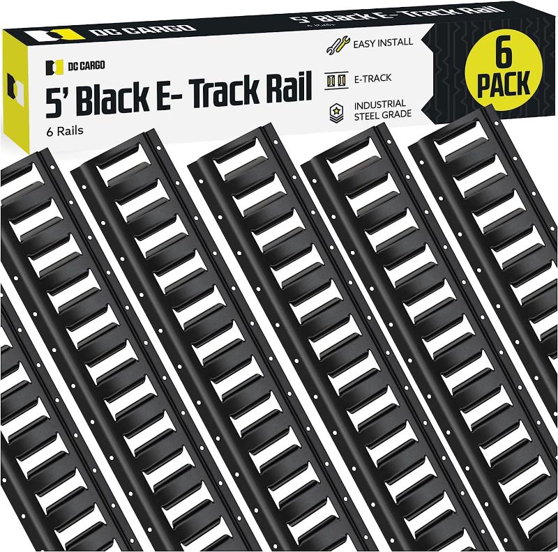 Photo 1 of  5' E Track Tie-Down Rail, Powder-Coated Steel ETrack TieDowns | Black