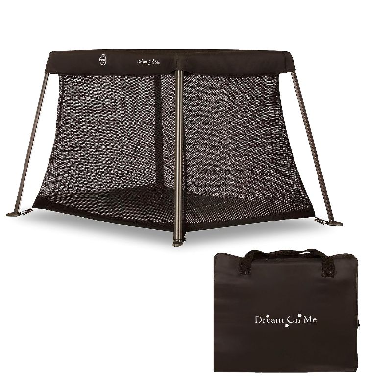 Photo 1 of Dream On Me Travel Light Playard In Black, Lightweight, Portable And Easy To Carry Baby Playard, Indoor And Outdoor - With A Soft And Comfortable Mattress Pad Black Playard