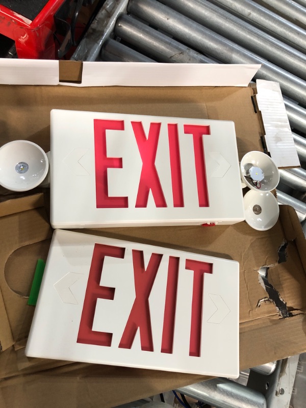 Photo 2 of TANLUX Red Exit Sign with Emergency Lights, LED Emergency Exit Light with Battery Backup, UL Listed, AC 120/277V, Commercial Emergency Lights Combo for Business - 1 Pack 1 Pack White Housing+Red Letter