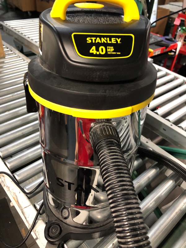 Photo 2 of **FOR PARTS** Stanley Wet/Dry Vacuum, 5 Gallon, 4 Horsepower, Stainless Steel Tank SL18130