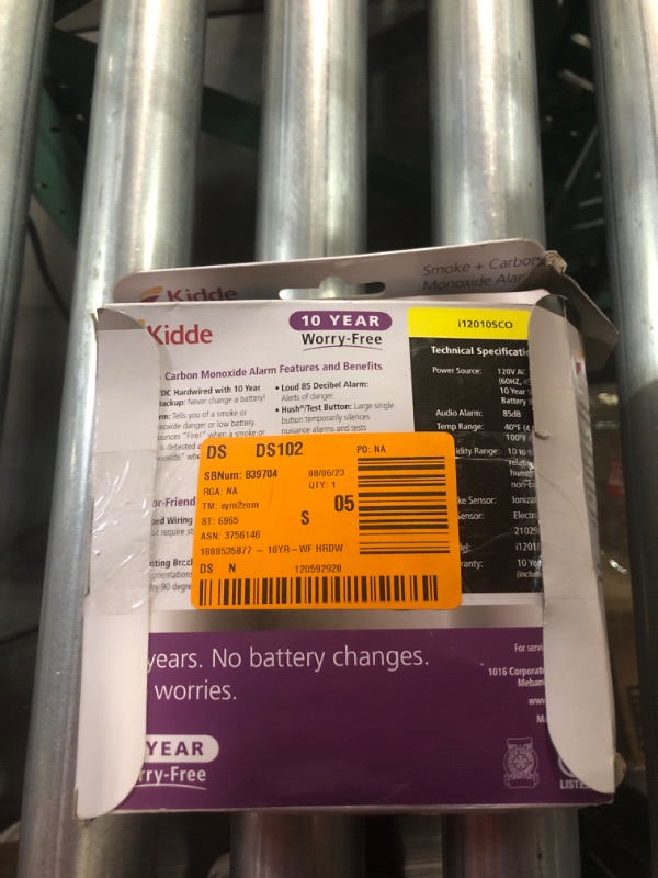 Photo 1 of *UNTESTED* Kidde Worry-Free Hard-Wired Ionization Smoke and Carbon Monoxide Detector