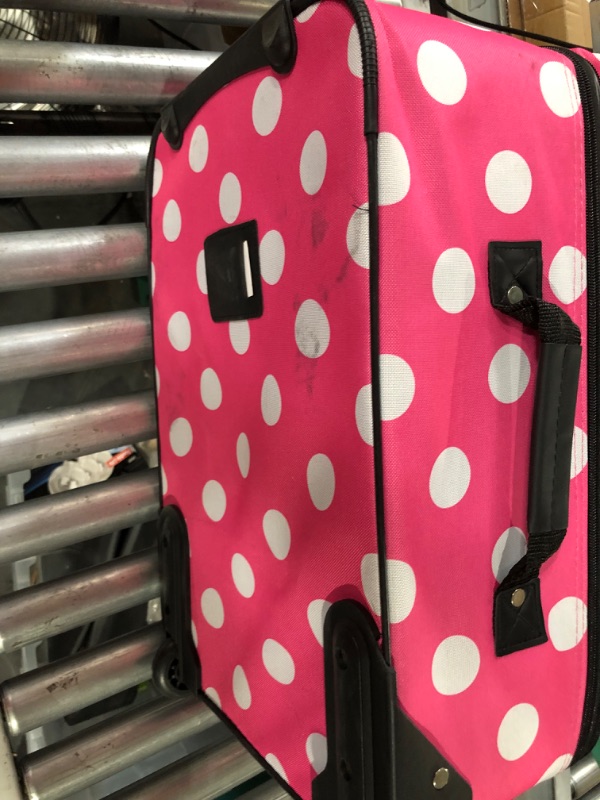 Photo 2 of *ONLY 1 BAG*Rockland Fashion Softside Upright Luggage Set, Pink Dots Pink Dots Standard Packaging