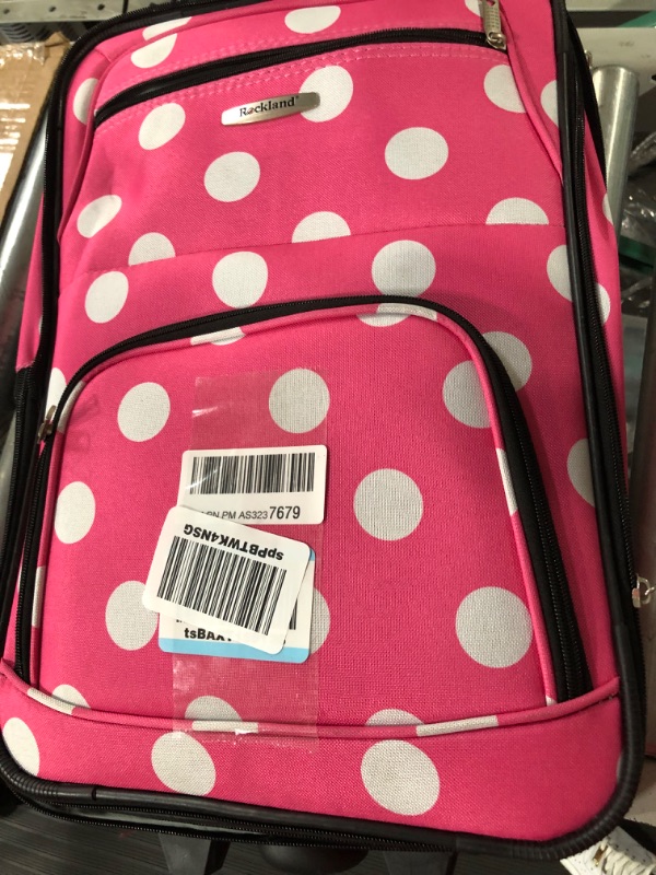 Photo 3 of *ONLY 1 BAG*Rockland Fashion Softside Upright Luggage Set, Pink Dots Pink Dots Standard Packaging