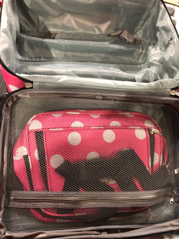 Photo 4 of *ONLY 1 BAG*Rockland Fashion Softside Upright Luggage Set, Pink Dots Pink Dots Standard Packaging