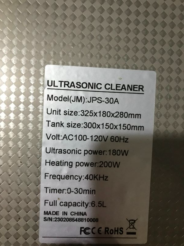 Photo 4 of ***UNTESTED - SEE NOTES***
VEVOR Ultrasonic Cleaner with Digital Timer & Heater, 6L