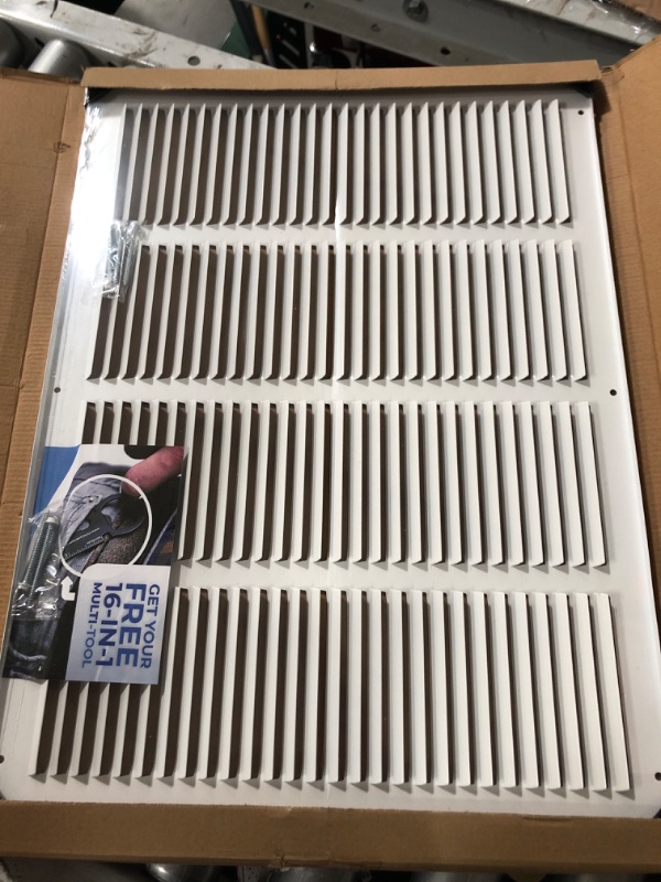 Photo 2 of 20"w X 14"h Steel Return Air Grilles - Sidewall and Ceiling - HVAC Duct Cover - White [Outer Dimensions: 21.75"w X 15.75"h] 20 X 14 White