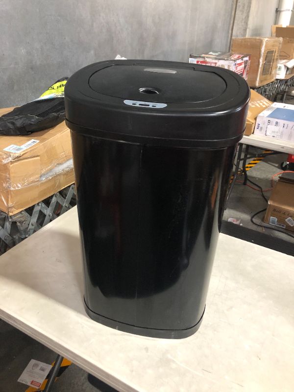 Photo 2 of ***NONFUNCTIONAL - SEE NOTES***
NINESTARS DZT-50-9BK Automatic Touchless Infrared Motion Sensor Trash Can, 13 Gal