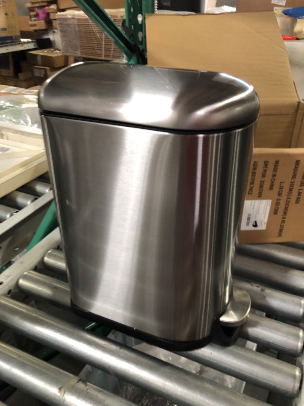 Photo 3 of 1.3 Gallon- Rectangular Small Steel Step Trash Can Wastebasket,Stainless Steel Bathroom Slim 
