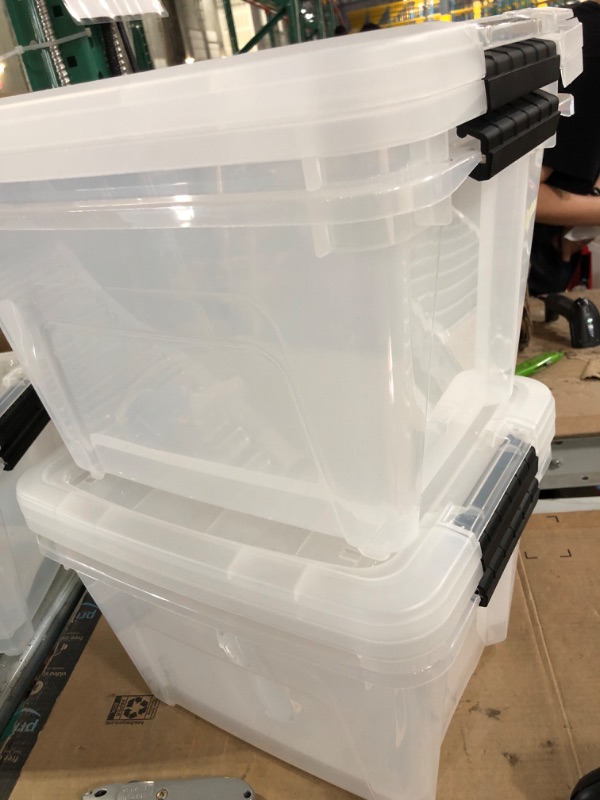 Photo 2 of **SEE NOTES**IRIS USA 32 Qt. Plastic Storage Bin Tote Organizing Container with Durable Lid 2 PACK