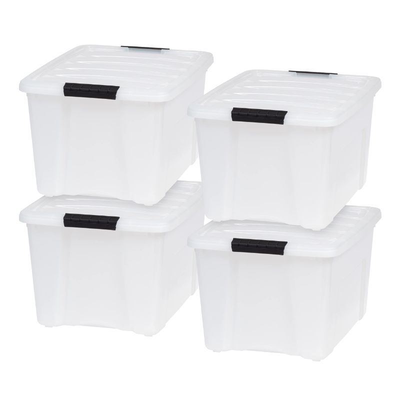 Photo 1 of **SEE NOTES**IRIS USA 32 Qt. Plastic Storage Bin Tote Organizing Container with Durable Lid 2 PACK