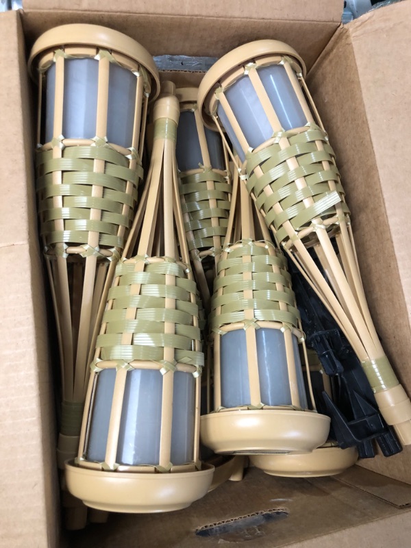 Photo 3 of ***USED*** 
Evelynsun Tiki Torch Solar Lights Outdoor - Solar Torch Light with Flickering Flame Waterproof Garden Tiki Torches 