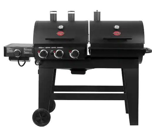 Photo 1 of Double Play 1,260 sq., in. 3-Burner Gas and Charcoal Grill in Black