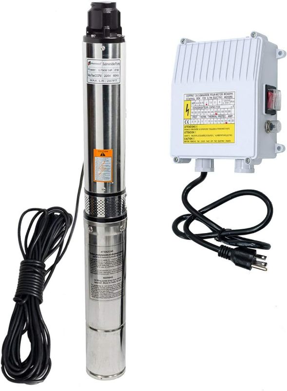 Photo 1 of **USED** SEE NOTES**STOCK IMAGE FOR SAMPLE**
VEVOR Deep Well Submersible Pump, 1.5HP 115V/60Hz, 37gpm 276ft Head, with 33ft Cord & External Control Box, 4" Stainless Steel Water Pump for Industrial, Irrigation and Home Use, IP68 Waterproof 1.5HP/115V w/ c