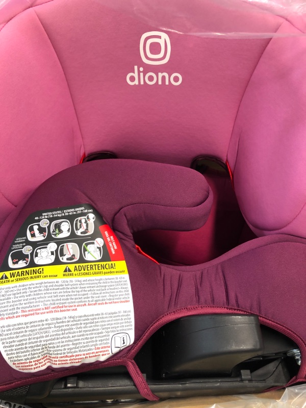 Photo 3 of Diono Cambria 2 XL, Dual Latch Connectors, 2-in-1 Belt Positioning Booster Seat, Pink