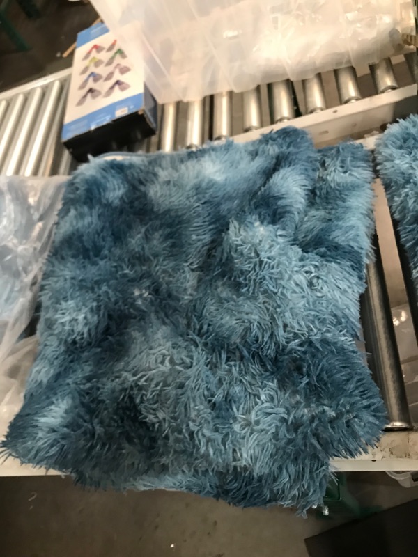 Photo 1 of *Used* Fluffy Shag Area Rugs for Bedroom, Tie-Dyed Black and Gray Shaggy 3pc

