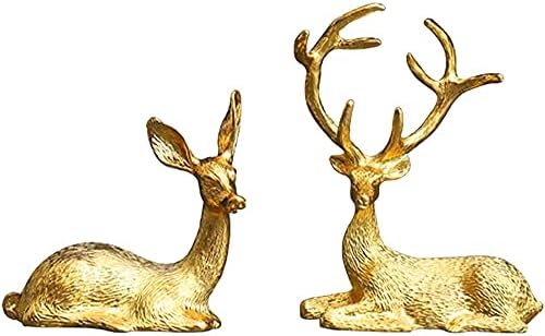 Photo 1 of  Pair Reindeer Figurines Resin Deer Statue