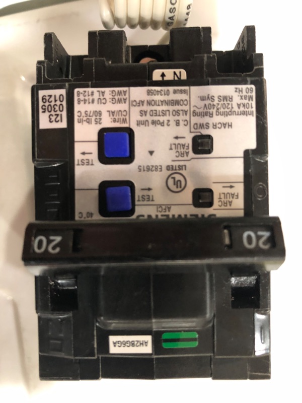 Photo 2 of  2-Pole 120-Volt Combination Type Arc Fault Circuit Interrupter, 20 AMP 