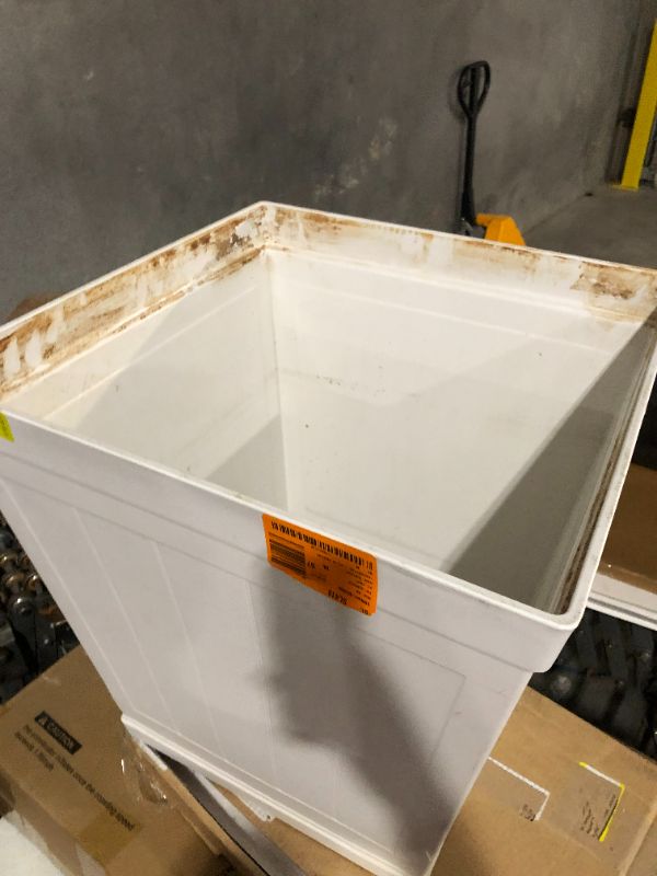 Photo 3 of **VERY DIRTY, CRACKED IN BOTTOM CORNER** Hanover 20 in. White Resin Beadboard Square Planter