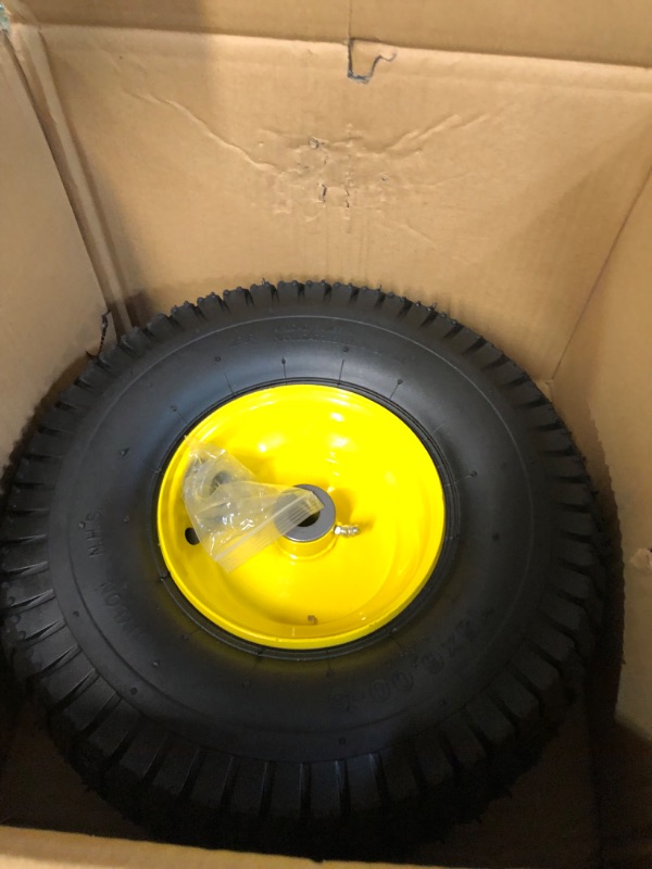 Photo 2 of 15x6.00-6" Front Tire Assembly Replacement for 100 and 300 Series John Deere Riding Mowers - 2 pack