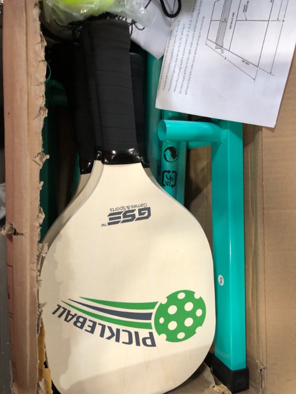 Photo 1 of GSE Portable Pickleball Complete Net Set with Professional Pickleball Net, 4 Pickleball Paddles, 6 Pickleballs, Carrying Bag for Outdoor Green