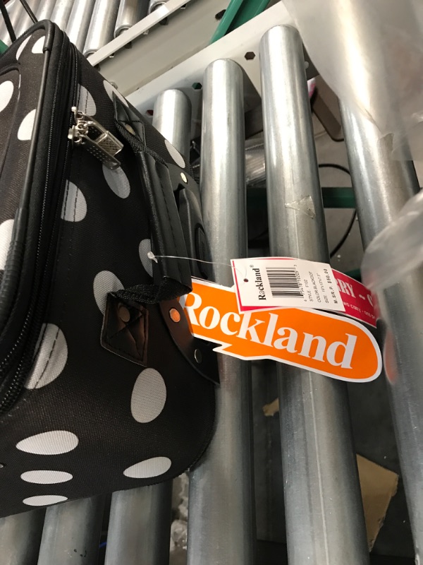 Photo 4 of *LIKE NEW-MISSING KEY TO LOCKET*Rockland Fashion Softside Upright Luggage Set, Black Dot, 2-Piece (14/19)