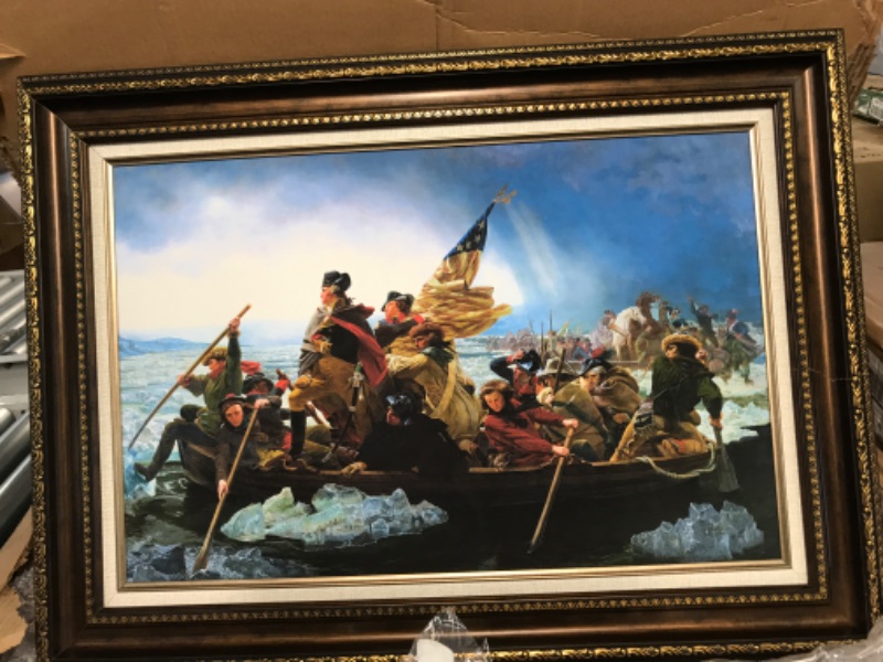 Photo 2 of *MINOR CRACKING IN FRAME*Eliteart- Washington Crossing The Delaware by Emanuel Gottlieb Leutze Oil Painting 22.00" x 30.00" Framed(sf806m)