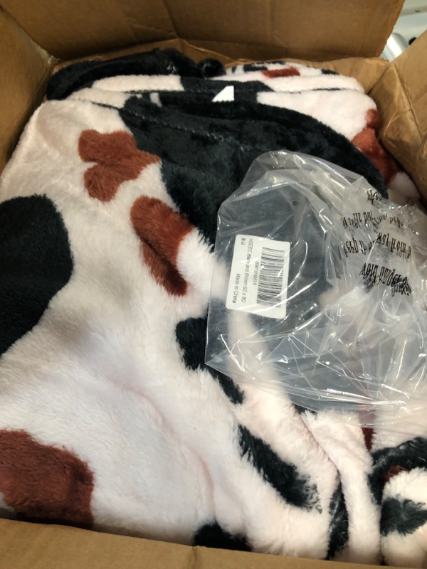 Photo 2 of Cow Print Blanket Twin Size Soft Cozy Fuzzy Lightweight Black Cow Blankets - 60" x 80" Black and Brown 60x80INCH(150 x200 cm)