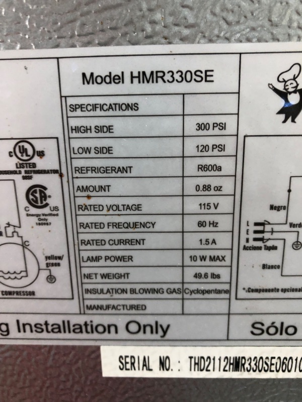 Photo 5 of **PARTS ONLY**Magic Chef MCBR350S2 Refrigerator, 3.5 cu. ft, Stainless Look Stainless Steel