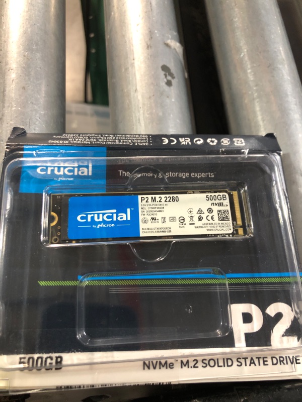 Photo 2 of Crucial P2 500GB 3D NAND NVMe PCIe M.2 SSD Up to 2400MB/s - CT500P2SSD8 500 GB