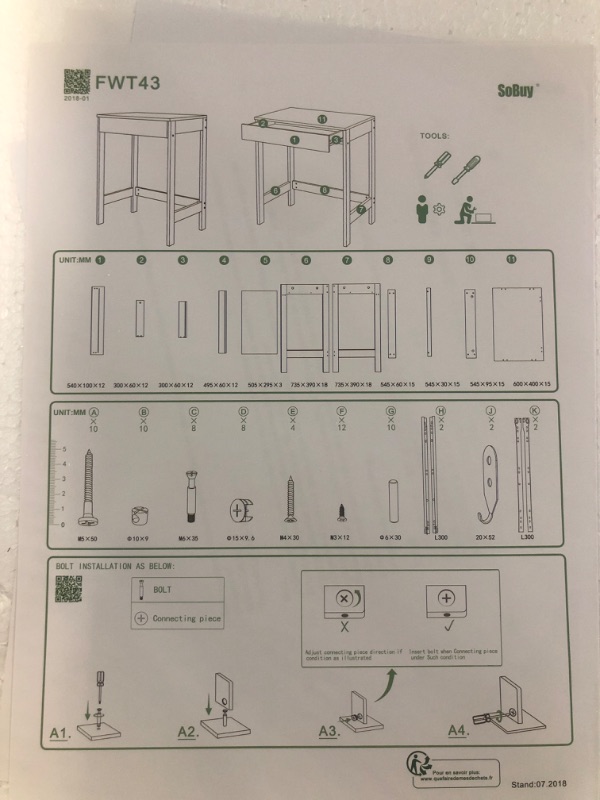 Photo 1 of (NEW SEE NOTES) Haotian FWT43-W, White Desk