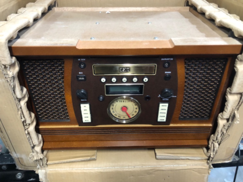 Photo 4 of Victrola VTA-750B Aviator Wooden 7-in-1 Nostalgic Record Player with Bluetooth and Digital CD Encoding