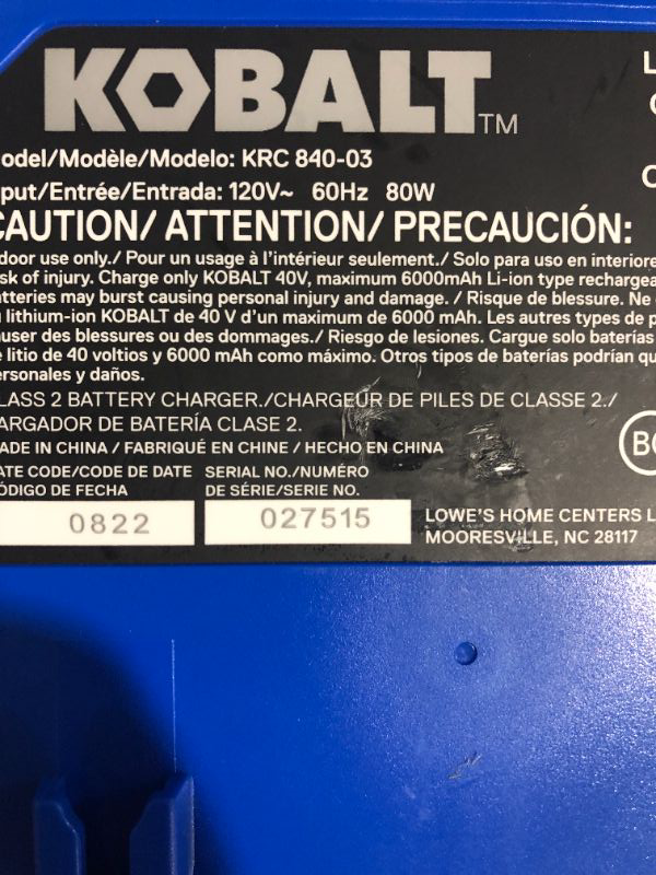 Photo 5 of ***TURNS ON WHEN PLUGGED IN - UNABLE TO TEST FURTHER***
Kobalt Gen4 40-volt 20-in Cordless Self-propelled Lawn Mower 6 Ah (Battery and Charger Included)