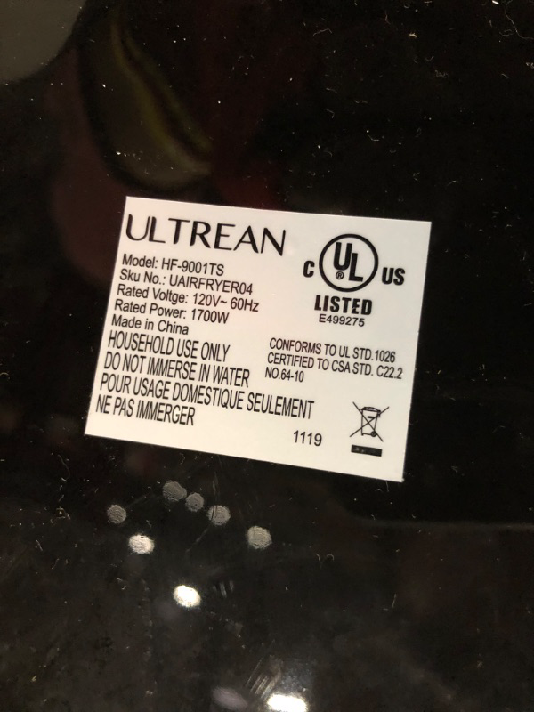 Photo 5 of * item used *  dirty *
Ultrean Air Fryer 6 Quart , Large Family Size Electric Hot Airfryer XL Oven Oilless Cooker with 7 Presets,