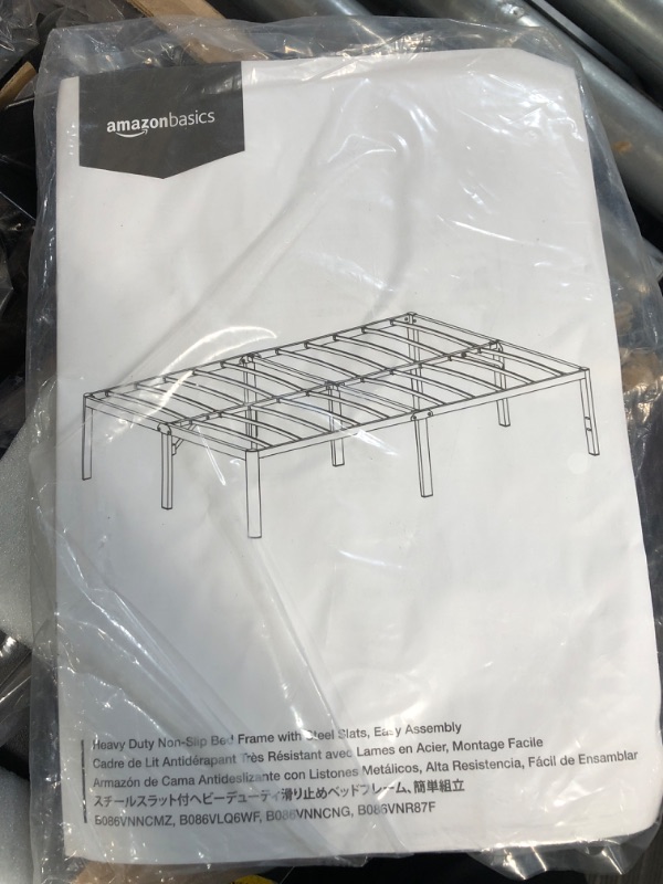 Photo 2 of ***Parts Only***Amazon Basics Heavy Duty Non-Slip Bed Frame with Steel Slats, Easy Assembly - 18-Inch, Queen 18“H Queen