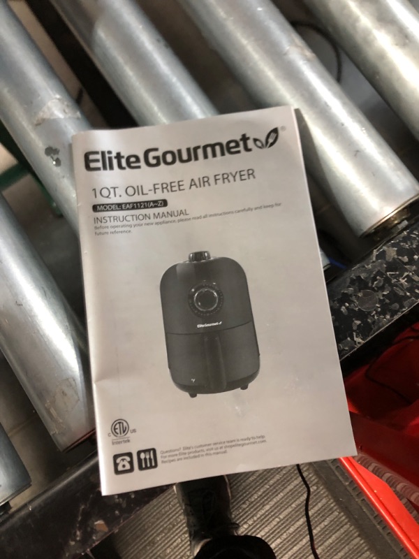 Photo 3 of *DAMAGED*V Elite Gourmet EAF1121 Personal 1.1 Qt. Compact Space Saving Electric Hot Air Fryer Oil-Less Healthy Cooker, Timer & Temperature Controls, PFOA/PTFE Free, 1000W 1.1 Quart Black