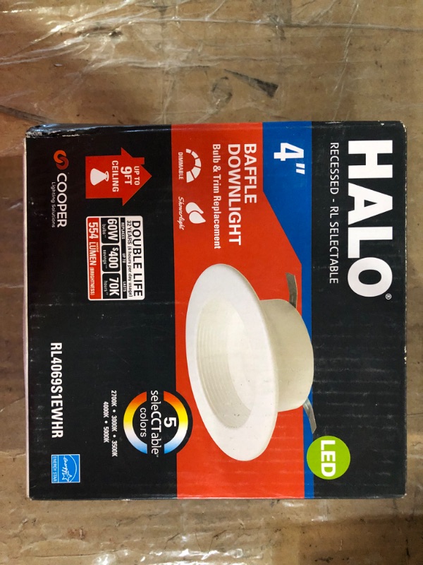 Photo 1 of RL 4 in. White Integrated LED Recessed Ceiling Light Retrofit Trim with Selectable CCT (2700K-5000K) 4 inch Standard