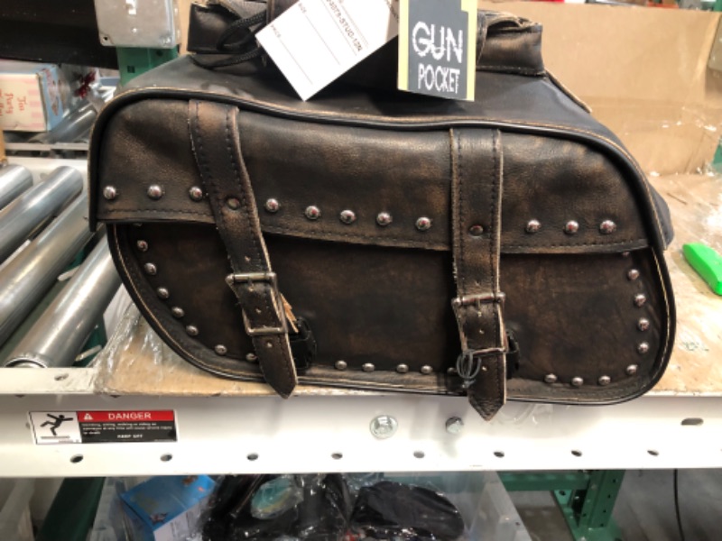 Photo 2 of Dream Apparel Naked Cowhide Leather Motorcycle Saddle Bags Studded Throw Over Saddlebags with Gun Holsters